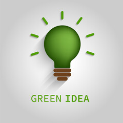 Wall Mural - Green bulb symbol Ecology concept. Think green save the earth. Eco-friendly concept, Eco Thinking, Clean plant, Recycle. vector and illustration.