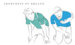 © Rubab - hAND DRAWN LINE ART VECTOR OF A MAN SHOWING SIGNS OF CARDIAC ARREST. sHORTNESS OF BREATH AND CHEST PAIN