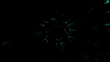 Wall Mural - Blue glowing neuron flowing on black background. Abstract shine texture pattern animation