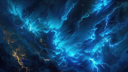 Wall Mural - Abstract Blue Lightning in a Fantasy Environment
