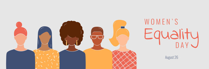 Women's Equality Day banner. Faceless vector illustration.