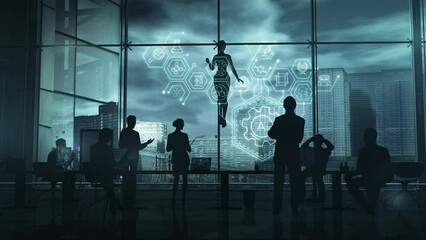 Wall Mural - integration of artificial intelligence into scientific and technical processes.