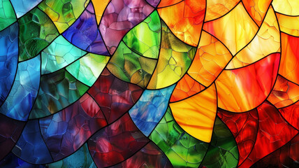 Wall Mural - Colorful Abstract Stained Glass Window Illuminating a Sacred Space