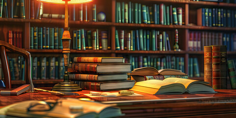 Close-up of a librarian's desk with cataloging tools and library books, symbolizing a job in library science