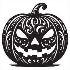 Halloween pumpkin silhouette vector illustration isolated on white background