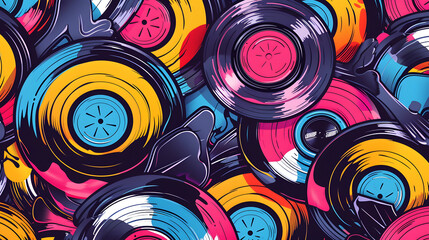 Sticker - Record player in colourful abstract pattern