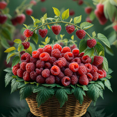 Canvas Print - basket with raspberries