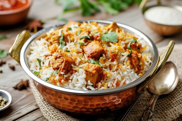 Wall Mural - rice with chicken and vegetables