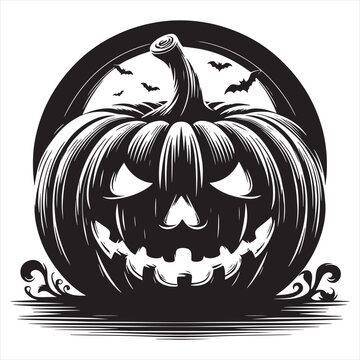 Halloween pumpkin silhouette vector illustration isolated on white background