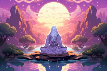 Wall Mural - a serene and wise cleric, channeling the power of the divine to heal the wounded and protect the inn