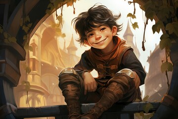 Sticker - A mischievous halfling rogue, known for wit, nimble fingers, and love for practical jokes. - Generative AI