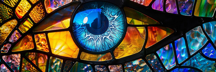 Wall Mural - Stained Glass Abstract Eye A Testament to Divine and