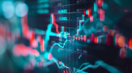 Aufkleber - A close-up of a computer screen showing a stock market graph with fluctuating lines and data points