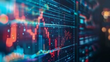 Aufkleber - A close-up of a computer screen showing a stock market graph with fluctuating lines and data points