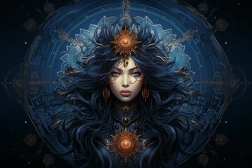 Wall Mural - A storm sorceress, with the ability to summon lightning bolts and control the weather. - Generative AI