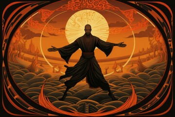 Poster - A swift and agile monk, mastering martial arts and harnessing inner ki energy. - Generative AI