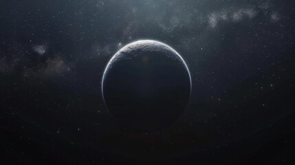 Wall Mural - A black and white photo of a planet with a bright light shining on it