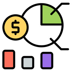 Sticker - A colored design icon of financial analytics

