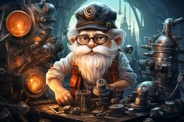 Poster - A quick-witted gnome inventor, creating ingenious gadgets and contraptions to overcome challenges. - Generative AI