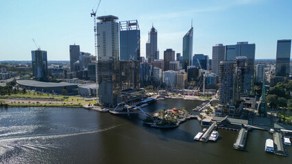 Sticker - Aerial view of Perth Cityscape and Swan River, Australia