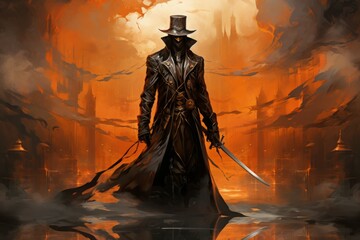 Wall Mural - An elegant and deadly duelist, specializing in swordplay and mastering intricate combat techniques. - Generative AI