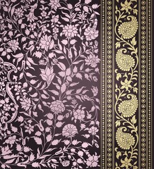 Wall Mural - wedding card design, traditional paisley floral pattern , royal India	