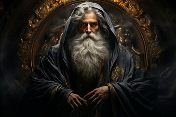 Wall Mural - A wise old sage, adorned in flowing robes and possessing vast knowledge of ancient lore. - Generative AI