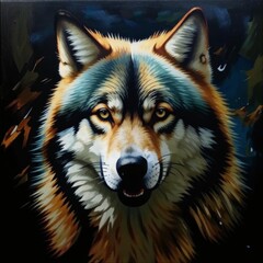 Wall Mural - Portrait of a wolf. Generative Ai