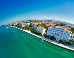 Wall Mural - Panoramic aerial view of Zadar skyline from the sea, Croatia