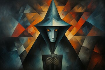 Canvas Print - A mysterious and brooding sorcerer, drawing power from forbidden sources and harboring dark secrets. - Generative AI