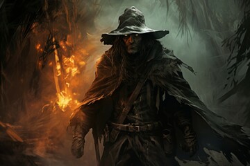 Canvas Print - A skilled and versatile ranger, navigating the wilderness with ease and unleashing deadly arrows. - Generative AI