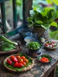 © kittipoj - Traditional Thai Cooking: Miniature Stove with Wok and Fresh Vegetables Close-up
