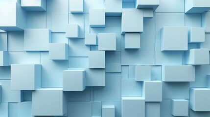 Abstract 3D geometric pattern with blue cubes, background with cube shapes in different sizes, modern design.