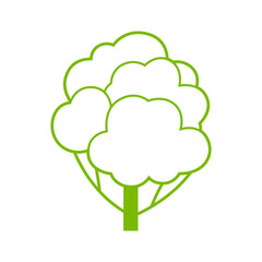 Sticker - Stylized tree with leaves. Illustration or icon for emblem and design.