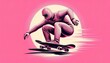 © Sport_active leisure - Abstract pink illustration of skateboarder performing a trick