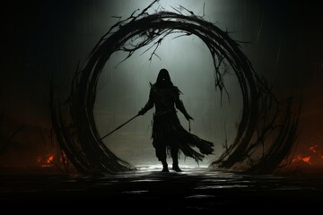 Wall Mural - a skilled and precise archer, striking with deadly accuracy from a distance. - generative ai