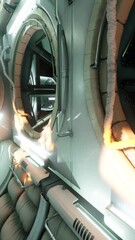 Wall Mural - interior of futuristic internation space station