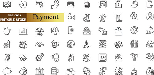 Wall Mural - bill and payment line web icons. money and coins.