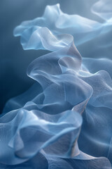 Wall Mural - Soft, flowing sound waves in muted blues and grays, creating a calming, serene effect,