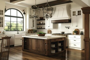 Wall Mural - Modern interior kitchen with different cabinets