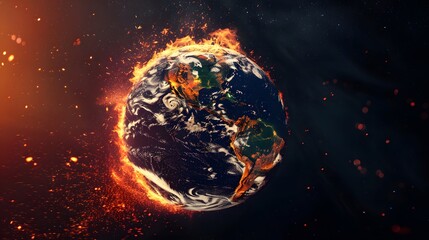 Aufkleber - Earth burning in space, global warming