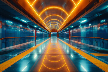 Poster - A metro station with an open-air design, allowing natural light to flood the underground space,