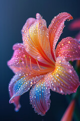 Aufkleber - Close-up of rainbow sprinkles raining down onto a vibrant flower,
