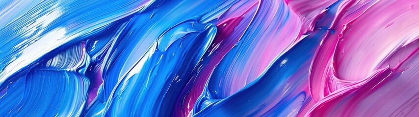 Wall Mural - Dynamic abstract background with a mixed of pink and blue oil paint strokes, can be utilized for printed materials such as brochures, flyers, and business cards.