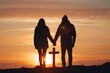© SKIMP Art - A couple holding hands with the silhouette of an Easter cross in between them, symbolizing love and unity during Good Friday celebration Generative AI