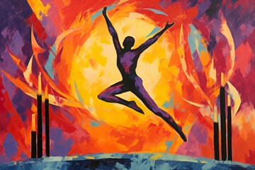 Wall Mural - A skilled and agile acrobat, performing death-defying stunts and aerial maneuvers. - Generative AI