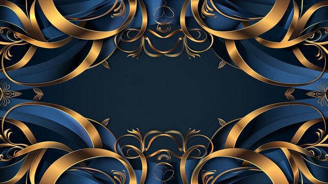 A gold and blue design with a gold border