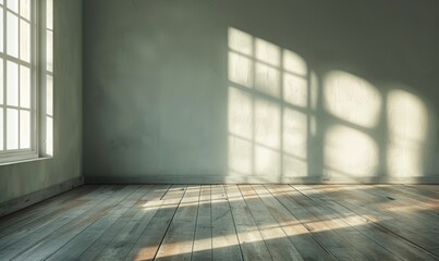 Wall Mural - A photo of an empty room with light coming in from the left side 