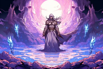 Canvas Print - A devout and zealous cleric, channeling divine energy to smite enemies and heal allies. - Generative AI