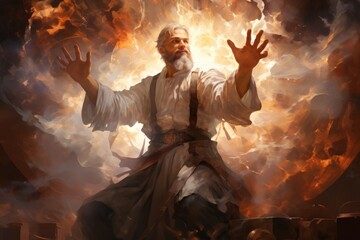 Canvas Print - A devout and zealous cleric, channeling divine energy to smite enemies and heal allies. - Generative AI